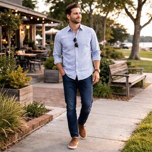 UNTUCKit Beaumont Slim Fit Blue Check Button Down Shirt XXL